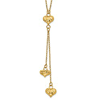 14k Yellow Gold Puffed Hearts Dangle Necklace