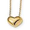 14k Yellow Gold Italian Puffed Heart 18in Necklace