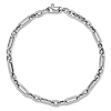 14k White Gold Italian Polished Fancy Long Box Link Bracelet 7.5in