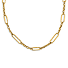 14k Yellow Gold Elongated Box and Oval Cable Link Necklace 30in