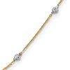 14k Yellow Gold and Rhodium Diamond-cut Flat Disc Station Necklace