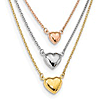 14k Tri-Color Gold Triple Heart Three Strand Necklace
