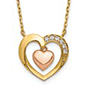 14k Two-tone Gold Nesting Heart with Cubic Zirconia Necklace 