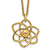 14k Yellow Gold Italian Flower Necklace with High Polish Finish