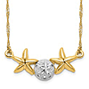 14k Two-tone Gold Starfish and Sand Dollar Necklace