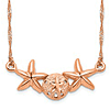 14k Rose Gold Starfish and Sand Dollar Necklace