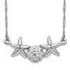 14k White Gold Starfish and Sand Dollar Necklace
