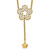 14k Yellow Gold Cubic Zirconia Clover Necklace with Flower Accent
