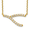 14k Yellow Gold Cubic Zirconia Wishbone Necklace
