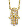 14k Yellow Gold Cubic Zirconia Hamsa Necklace