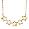 14k Yellow Gold Five Stars Necklace with Cubic Zirconia Accents