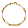 14k Yellow Gold Elongated Cable and Round Link Bracelet 7.5in