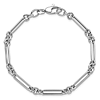 14k White Gold Elongated Cable and Round Link Bracelet 7.5in
