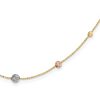 14k Tri-Color Gold Graduated Diamond-cut Beads Beaded Chain Necklace