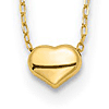 14k Yellow Gold Small Classic Heart Necklace 16.5in
