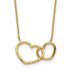 14k Yellow Gold Polished Double Interlocking Hearts Necklace