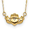 14k Yellow Gold Tiny Claddagh Necklace