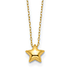 14k Yellow Gold Polished Puffed Star Necklace 16.5in
