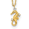14k Yellow Gold Cubic Zirconia Seahorse Necklace