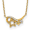 14k Yellow Gold Cubic Zirconia Stars with Ribbon Necklace 15in