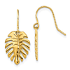 14k Yellow Gold Palm Leaf Dangle Earrings 7/8in