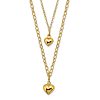 14k Yellow Gold Double Layer Hearts Necklace with Heart Links