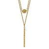 14k Yellow Gold Layered Hollow Bead Diamond-cut Vertical Bar Necklace
