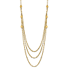 14k Yellow Gold Triple Strand Circles Necklace