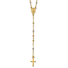 14k Tri-color Gold Rosary Necklace with Tiny Cross 17in