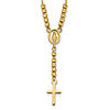 14k Yellow Gold Miraculous Medal and Cross with Beads Necklace