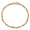 14k Two-tone Gold Woven Link Bead Station Bracelet 7.5in