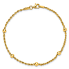 14k Yellow Gold Rope Chain Diamond-cut Bead Bracelet 7.5in