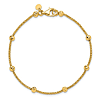 14k Yellow Gold Snake Diamond-cut Bead Station Bracelet 7.5in