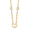 14k Yellow Gold Paper Clip Link Nestled Hearts Necklace 16in