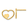 14k Yellow Gold Open Heart with Small Heart Earrings