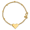 14k Yellow Gold Two Strand Cable Heart Bracelet wth Diamond-cut Bead Accents