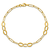 14k Yellow Gold Diamond-cut Paperclip and Oval Link Bracelet 7.25in