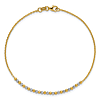 14K Two-tone Gold Cable Link and Diamond-cut Bead Bracelet 7.5in