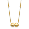 14k Yellow Gold Joined Hearts Necklace With Bead Accents