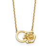 14k Yellow Gold Bee Necklace With Interlocking Circle and Hexagon