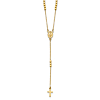 14k Yellow Gold Rosary Miraculous Medal Necklace With Tiny Cross 17.75in