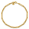 14k Yellow Gold Slender Long and Short Paper Clip Link Bracelet 7.5in