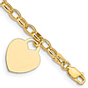 14k Yellow Gold Small Heart Charm Bracelet Oval Links
