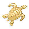 14k Yellow Gold 2-D Sea Turtle Slide Pendant 1.25in