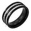 Stainless Steel 8mm Black-plated with Carbon Fiber Inlay Polished Band
