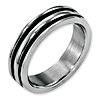 Stainless Steel 6mm Grooved and Black Rubber Band