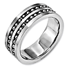 Stainless Steel 8mm Double Row Beaded Brushed & Polished Band