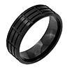Stainless Steel 8mm Black-plated Grooved Brushed Band