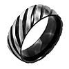 Stainless Steel 8mm Black Plated Swirl Brushed & Polished Band