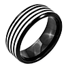 Stainless Steel 8mm Black-plated & Striped Brushed & Polished Band
